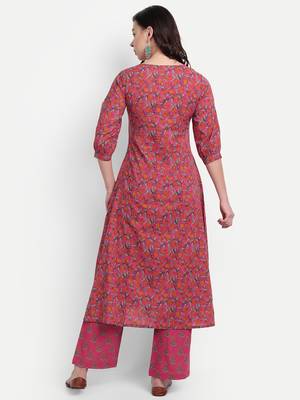 Pink Printed Kurta Set With Dupatta 2