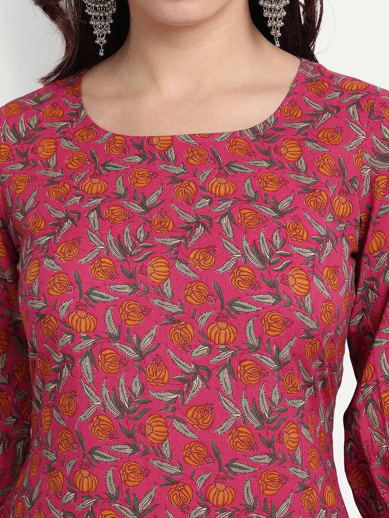 Pink Printed Kurta Set With Dupatta