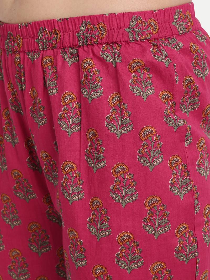 Pink Printed Kurta Set With Dupatta