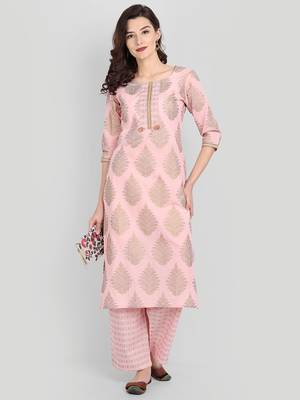 Light Pink Casual Printed Kurta Set 1