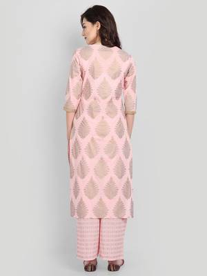 Light Pink Casual Printed Kurta Set 2