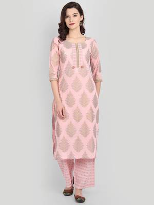 Light Pink Casual Printed Kurta Set 7