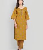 Casual Mustard Printed Kurta Set