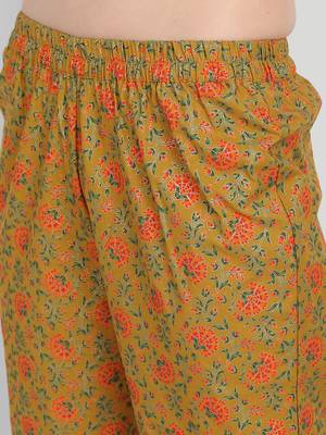 Casual Mustard Printed Kurta Set 6
