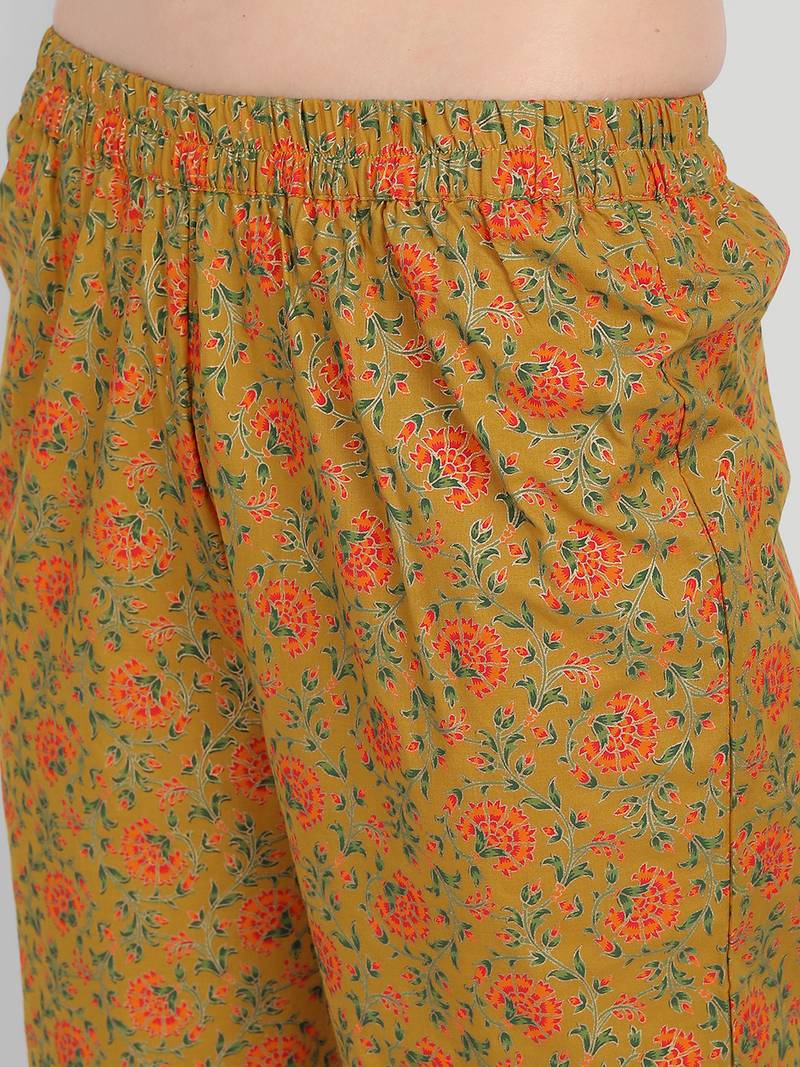 Casual Mustard Printed Kurta Set