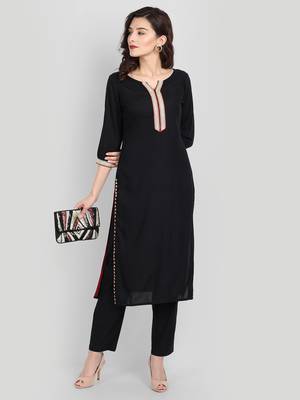 Black Casual Solid Kurta Set 1