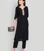 Black Casual Solid Kurta Set