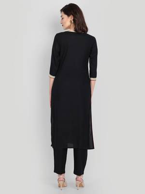 Black Casual Solid Kurta Set 2