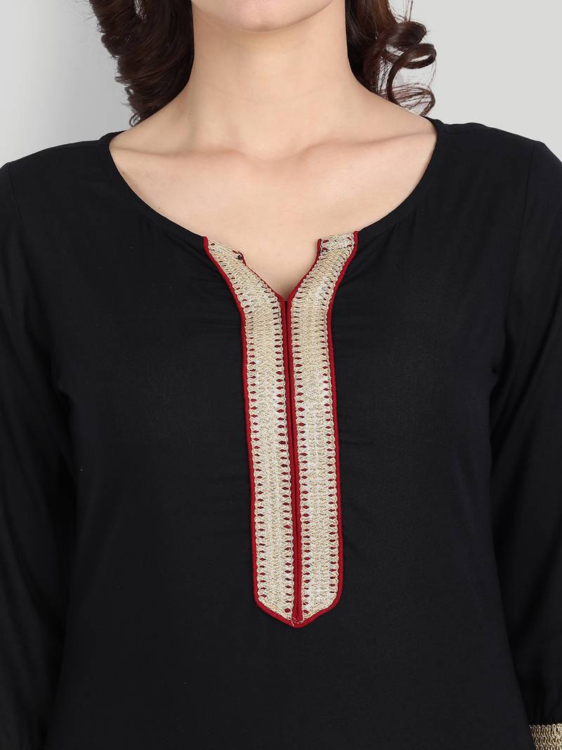Black Casual Solid Kurta Set