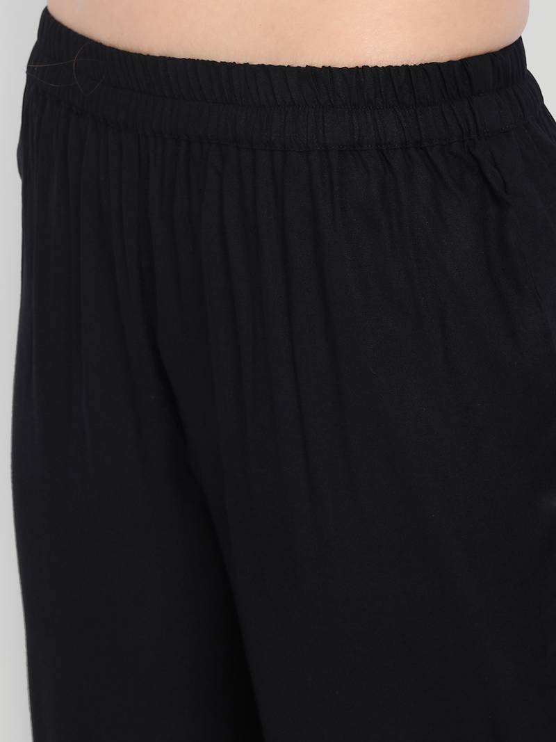 Black Casual Solid Kurta Set