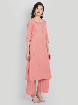  Pink Casual Solid Kurta Set 3