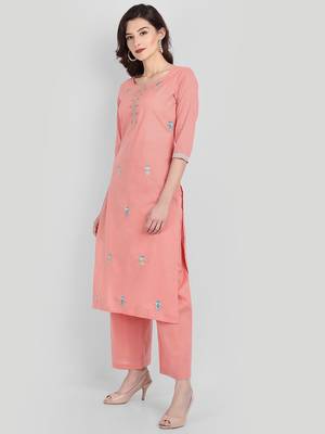  Pink Casual Solid Kurta Set 4