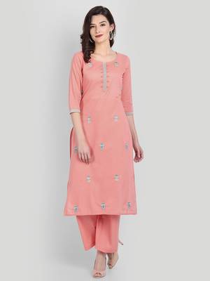  Pink Casual Solid Kurta Set 7