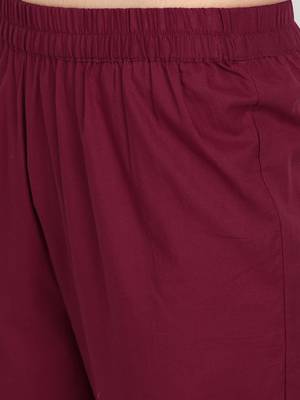 Casual Maroon Solid Kurta Set 6