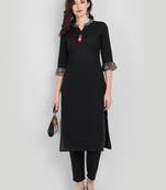 Festive & Party Wear Black Solid Kurta Set