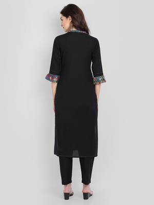 Festive & Party Wear Black Solid Kurta Set 2