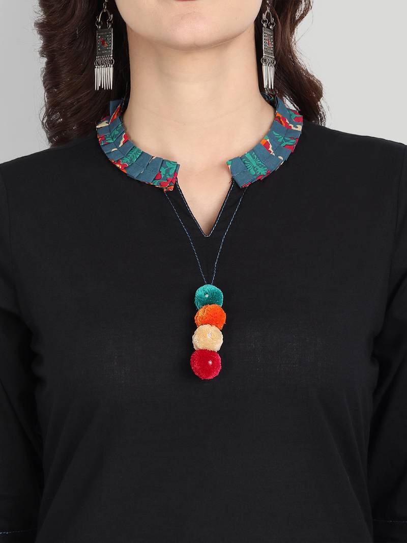 Festive & Party Wear Black Solid Kurta Set