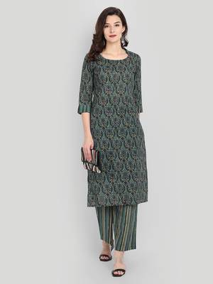 Casual Indigo Printed Kurta Set 1