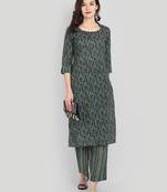 Casual Indigo Printed Kurta Set