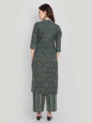Casual Indigo Printed Kurta Set 2