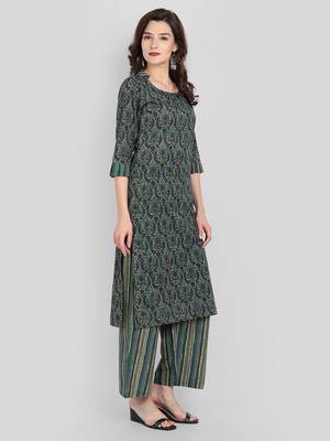 Casual Indigo Printed Kurta Set 3