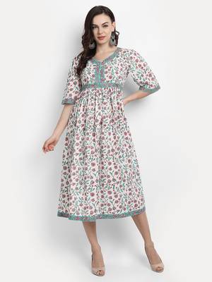 White Floral Printed kurta 1