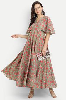 Sage Green Printed Dress