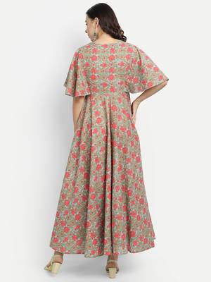 Sage Green Printed Dress 2