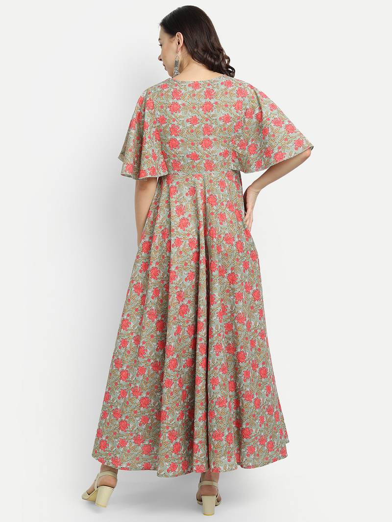 Sage Green Printed Dress