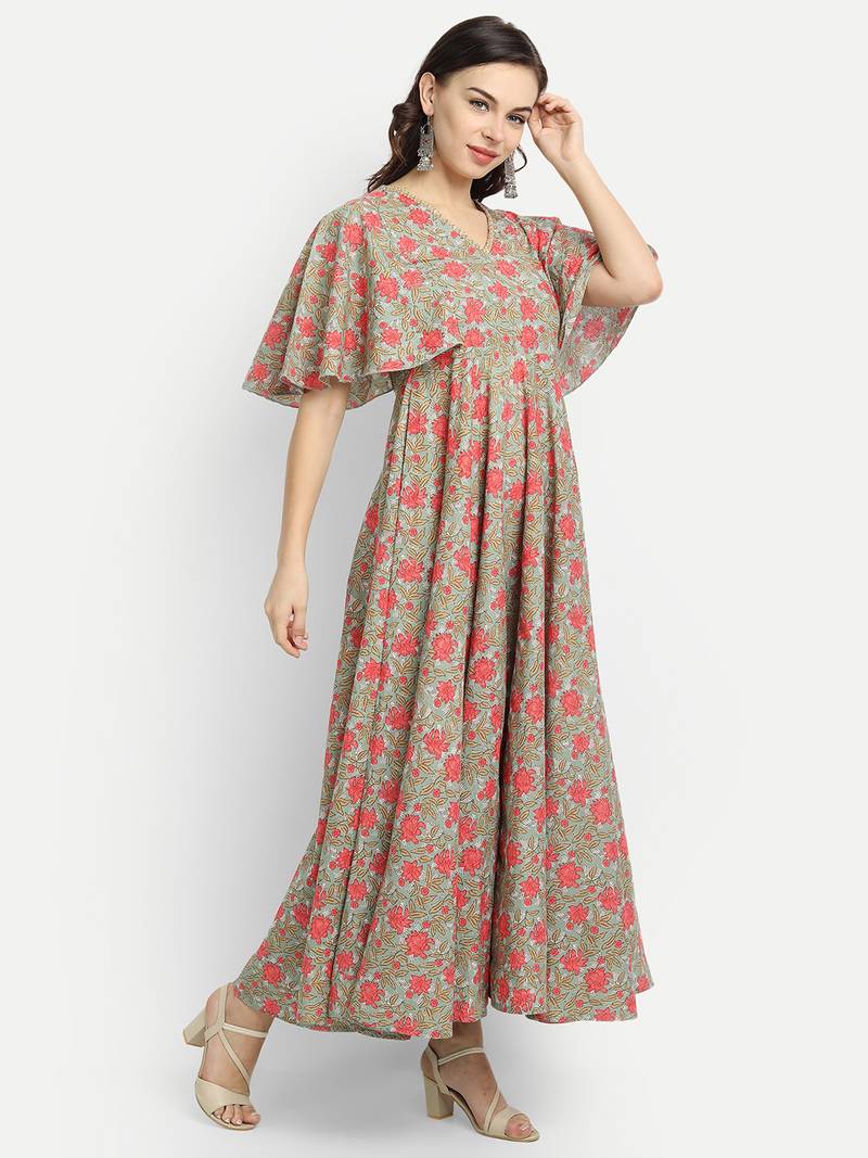 Sage Green Printed Dress