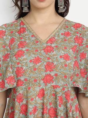 Sage Green Printed Dress 5