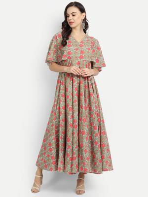 Sage Green Printed Dress 6