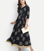 Navy Blue Printed Dress