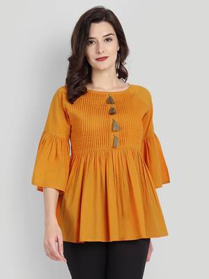 Casual Cotton Mustard Solid Top (Mustard) 1