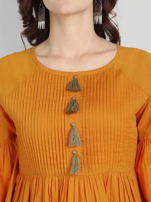 Casual Cotton Mustard Solid Top (Mustard) 5