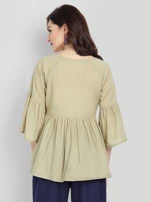 Casual Cotton Sage Green Solid Top ( Sage Green ) 2