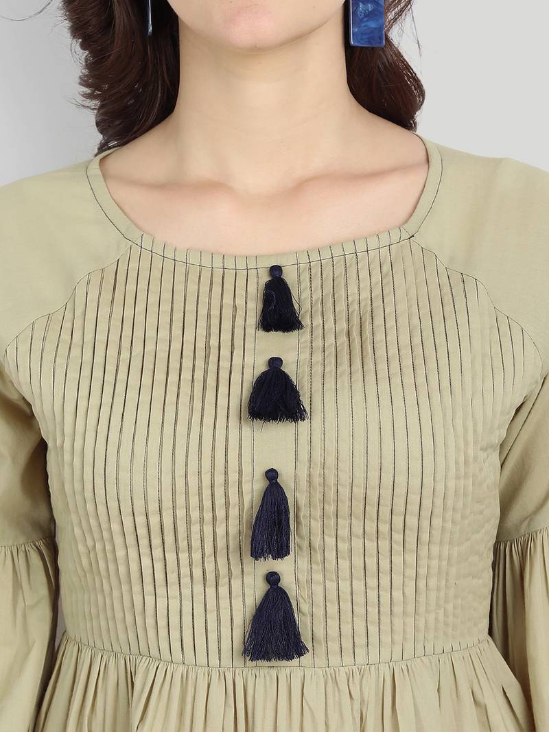 Casual Cotton Sage Green Solid Top ( Sage Green )