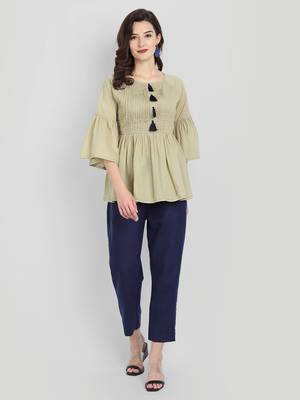 Casual Cotton Sage Green Solid Top ( Sage Green ) 6
