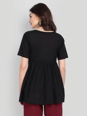 Festive & Party Wear Cotton Black Solid Top. 2