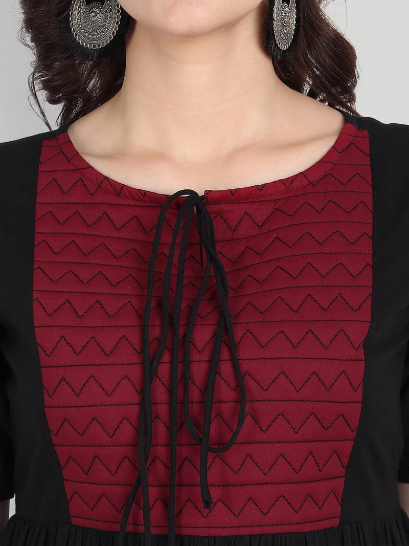 Festive & Party Wear Cotton Black Solid Top.