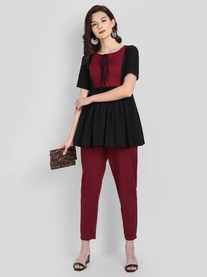Festive & Party Wear Cotton Black Solid Top. 6