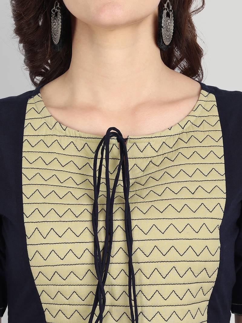 Festive & Party Wear Cotton Navy Blue Solid Top