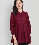 Festive Wear Cotton Maroon Solid Top (Maroon)