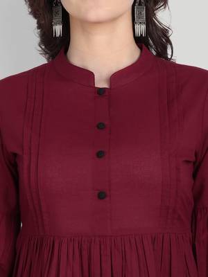Festive Wear Cotton Maroon Solid Top (Maroon) 5