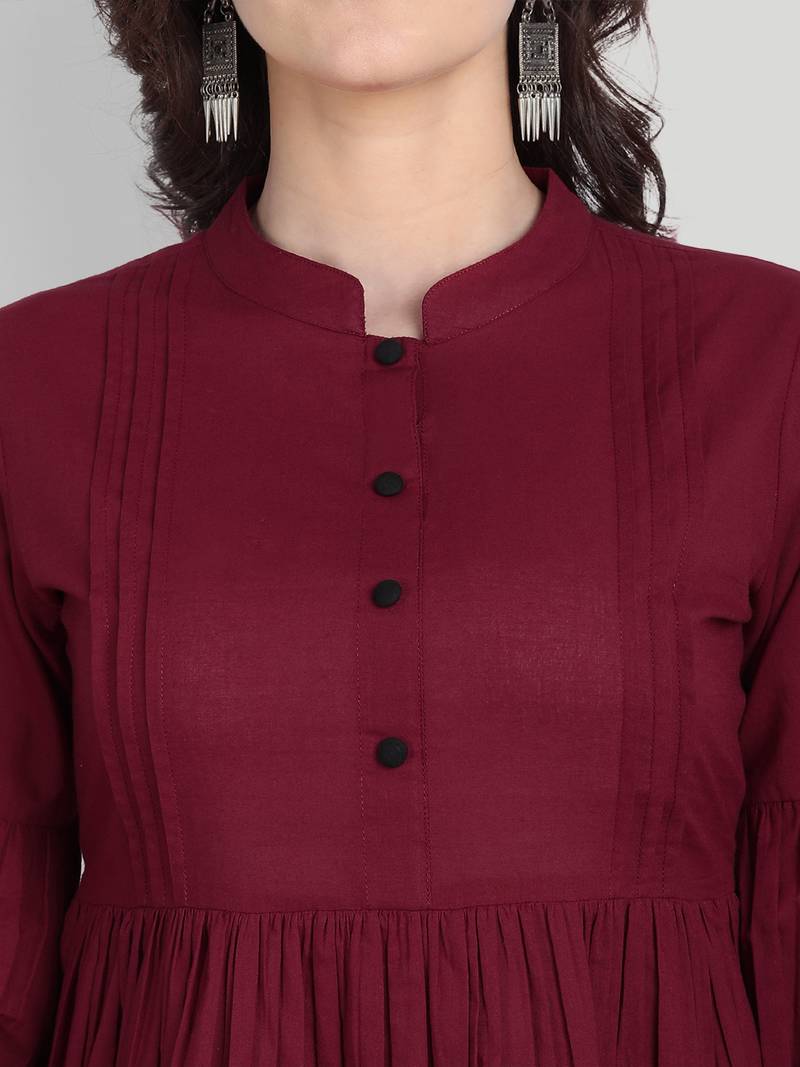 Festive Wear Cotton Maroon Solid Top (Maroon)