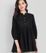 Festive Wear Cotton Black Solid Top ( Black )