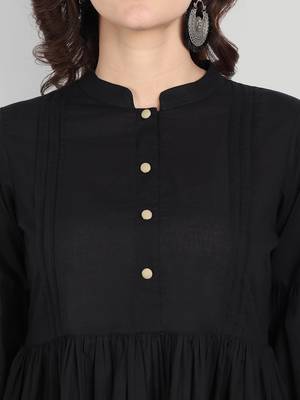 Festive Wear Cotton Black Solid Top ( Black ) 5