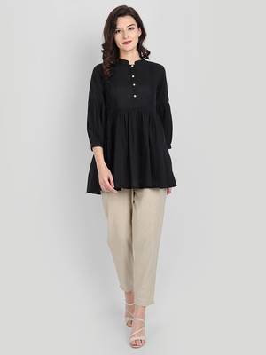 Festive Wear Cotton Black Solid Top ( Black ) 6
