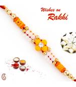 Yellow Floral Motif Thread Rakhi