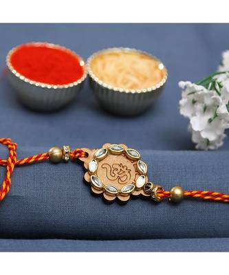 Round Shape OM Kundan Rakhi 1